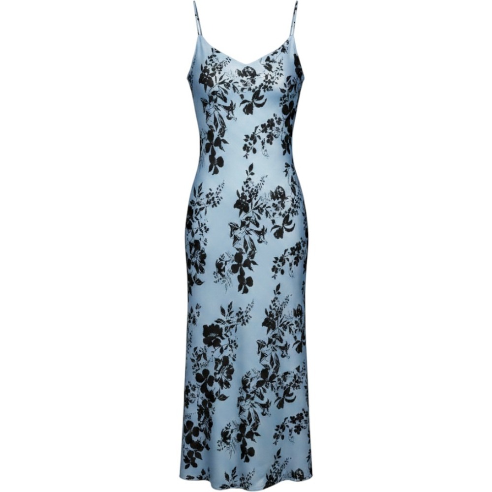 Reformation Parma Beatriz NWOT Silk Maxi Slip Dress Blue Black Floral Luxury XL - Picture 2 of 7